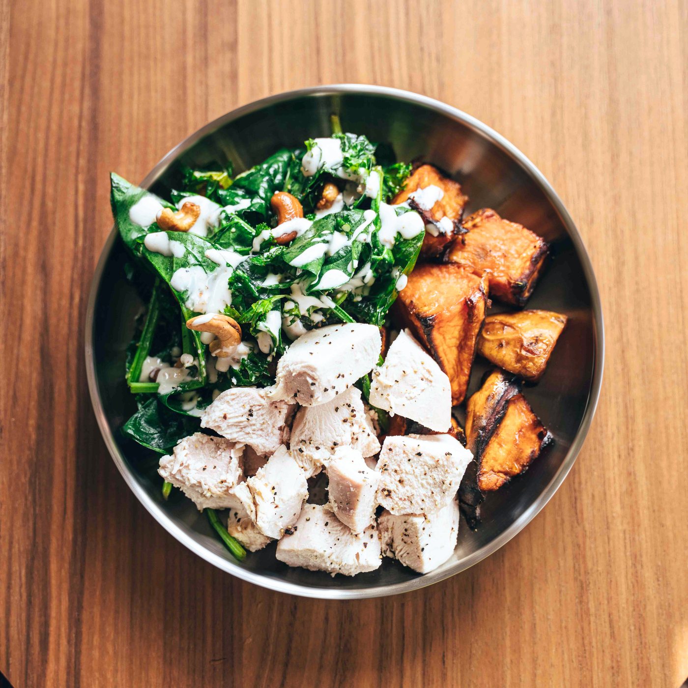 Cashew Chicken Caesar Bowl from VINE Food Club, chef-made meal prep in Belfast